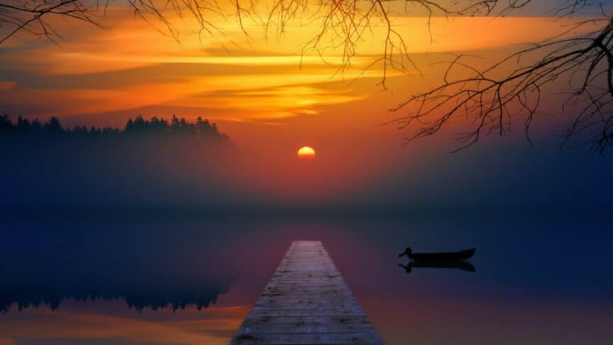 sunset over lake